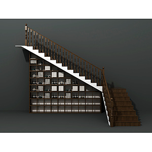 简欧楼梯储物架组合3d模型