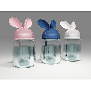 玻璃杯水杯兔子耳朵3d模型