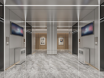 酒店办公楼电梯厅电梯间模型3d模型
