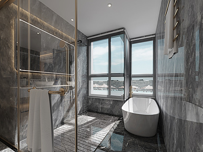 套房酒店双人卫生间浴缸模型3d模型