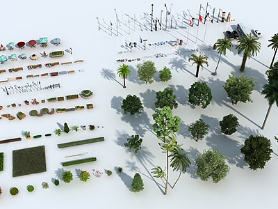 户外景观绿植组合模型3d模型
