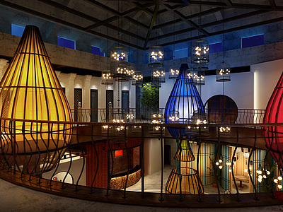 灯笼中式餐厅模型3d模型