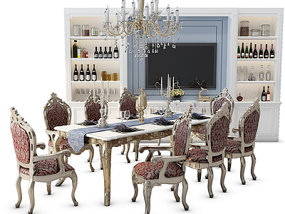 欧式古典欧式餐桌椅模型3d模型