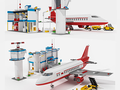 现代乐高城市飞机场模型3d模型