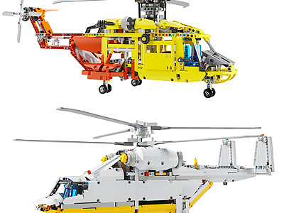 现代乐高直升机玩具组合模型3d模型