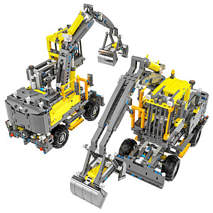 乐高挖掘机推土机玩具组合3d模型