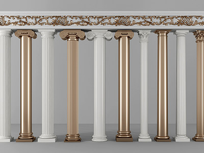 欧式罗马柱组合模型3d模型