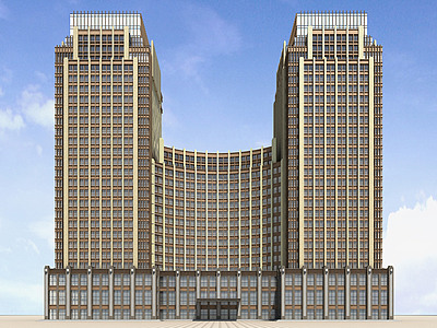 3d现代高层酒店高层办公楼模型