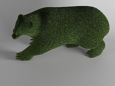 绿雕花雕草雕熊装饰模型3d模型