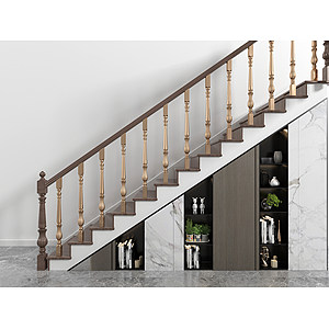 欧式简约风格楼梯楼梯柜3d模型