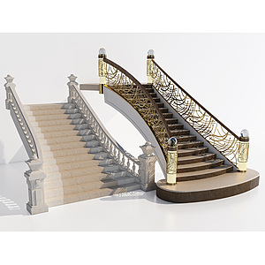 简欧扶手楼梯3d模型