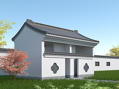 中式风格单体建筑古建公厕模型3d模型