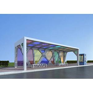 现代风格单体建筑公交站台3d模型