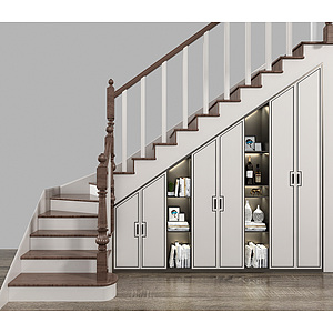 新中式楼梯储物柜楼梯柜3d模型