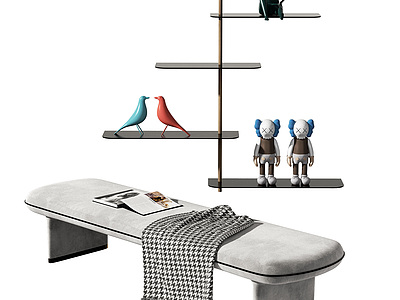 现代床尾凳模型3d模型