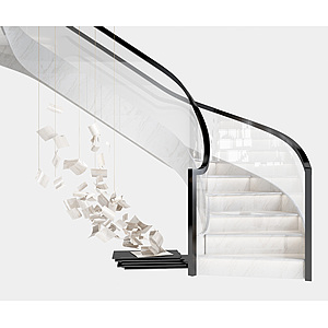 现代轻奢旋转楼梯扶手雕塑3d模型