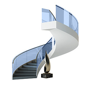 现代玻璃旋转楼梯3d模型
