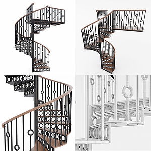现代铁艺旋转楼梯3d模型
