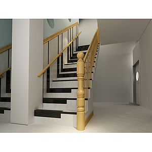 现代黑白琴键楼梯3d模型