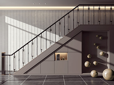 现代楼梯栏杆模型3d模型