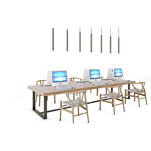 中式办公桌3d模型