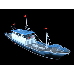 现代渔船海警船3d模型