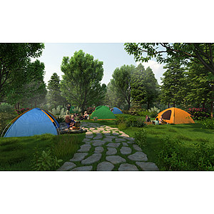 公园露营帐篷野炊野餐3d模型