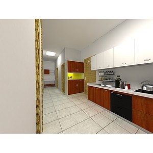 双人间公寓厨房3d模型