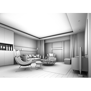 现代客厅娱乐沙发组合3d模型