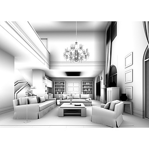 美式客厅沙发组合转角沙发3d模型