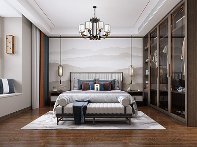 新中式卧室壁灯模型3d模型