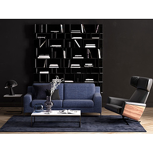 现代客厅蓝色布艺双人沙发3d模型