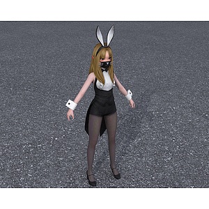 兔耳朵萝莉女角色3d模型