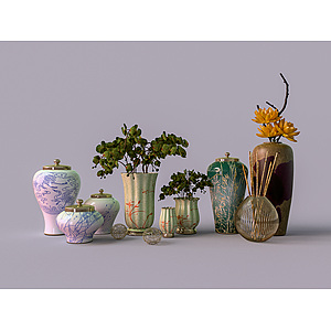 陶瓷器罐花瓶集合3d模型