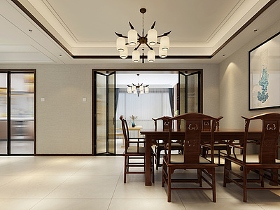 新中式家居餐厅模型3d模型