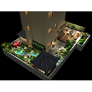 中式庭院园林景观3d模型