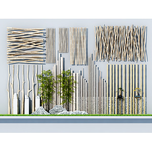 新中式竹子围栏3d模型