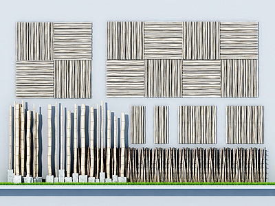 3d竹子围栏模型