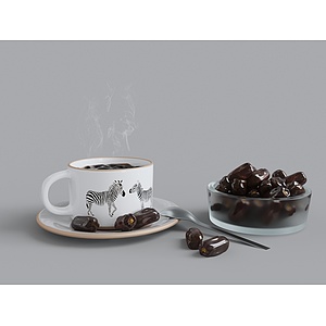 早餐咖啡杯红枣蜜饯3d模型