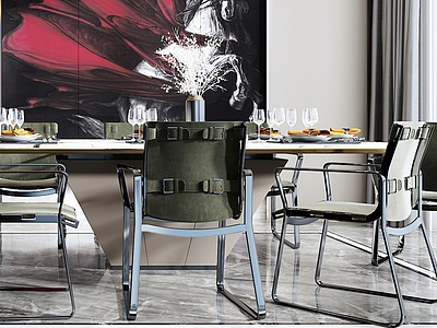 餐厅吧台餐椅模型3d模型