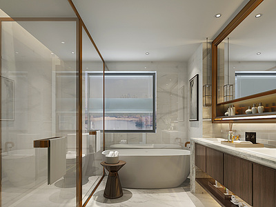 3d卫生间镜子浴室柜模型
