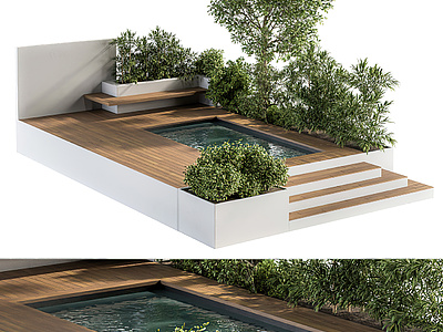 3d现代庭院景观模型