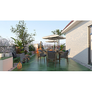 屋顶花园景观植物3d模型