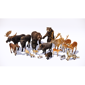 森林动物爬行动物鹿狼3d模型