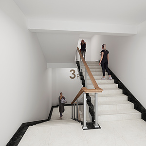 现代扶手楼梯3d模型