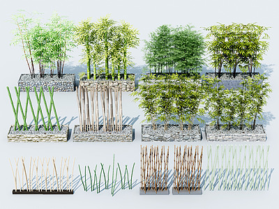 3d现代竹子景观模型