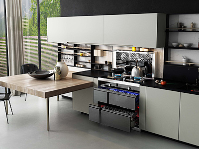 3d现代开放式厨房模型