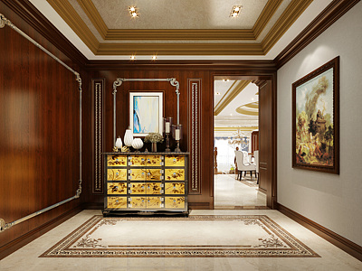 3d欧式古典别墅客厅模型