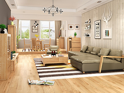 3d北欧客厅沙发模型