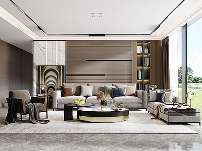 3d客厅组合沙发茶几模型